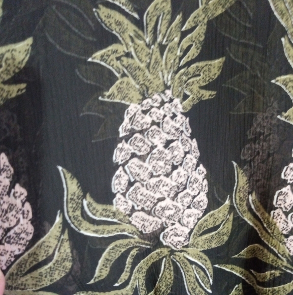 H&M vneck pineapple sheer top with bishop sleeves and smocked waist - Picture 4 of 6